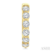 1 1/2 Ctw Prong Set Round Cut Diamond Hoop Earrings in 14K Yellow gold